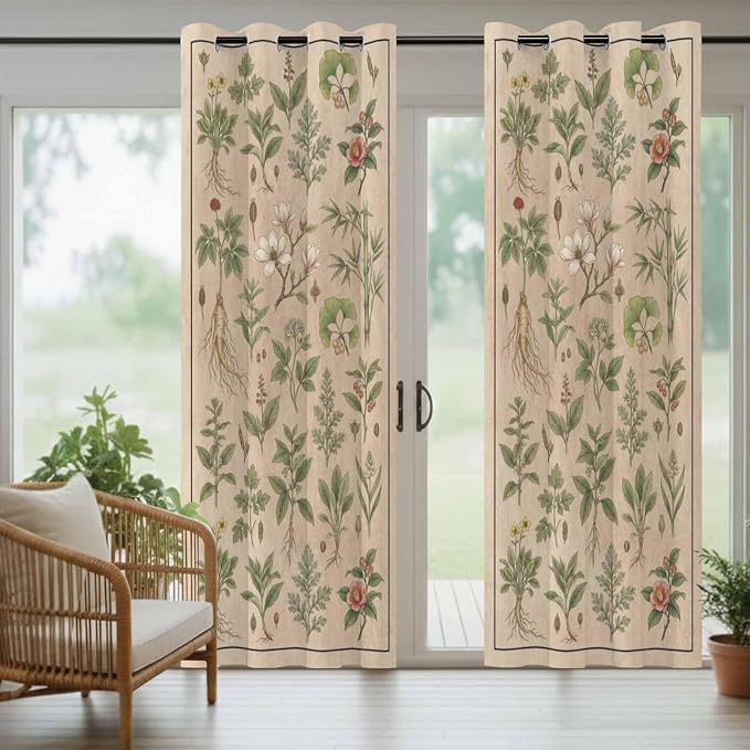Vintage Outdoor Curtains for Patio Grass Herbal Botanical Garden Plants - Image 6