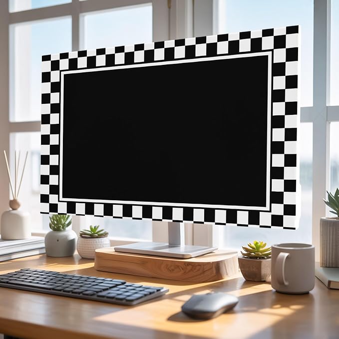 Modern Black White Lattice Indoor TV Cover, Elastic TV Screen Protector - Image 4