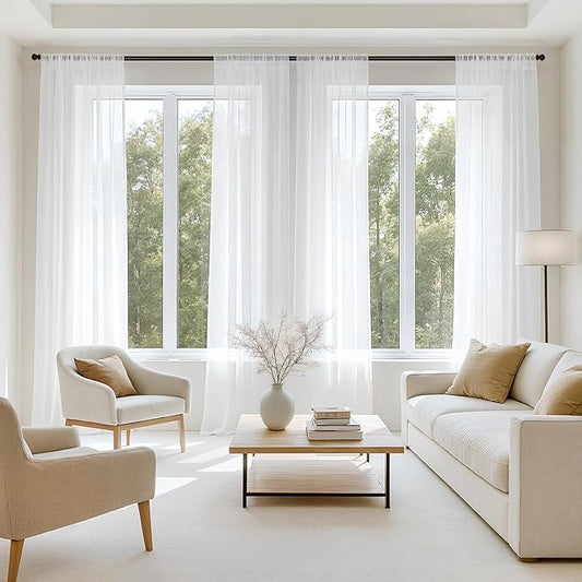 MIULEE White Sheer Curtains 78 Inches Long, 4 Panels Set, Light Filtering Voile Rod Pocket Drapes, Airy Soft Fabric Window Treatments for Living Room and Bedroom, 42 x 78 Inches