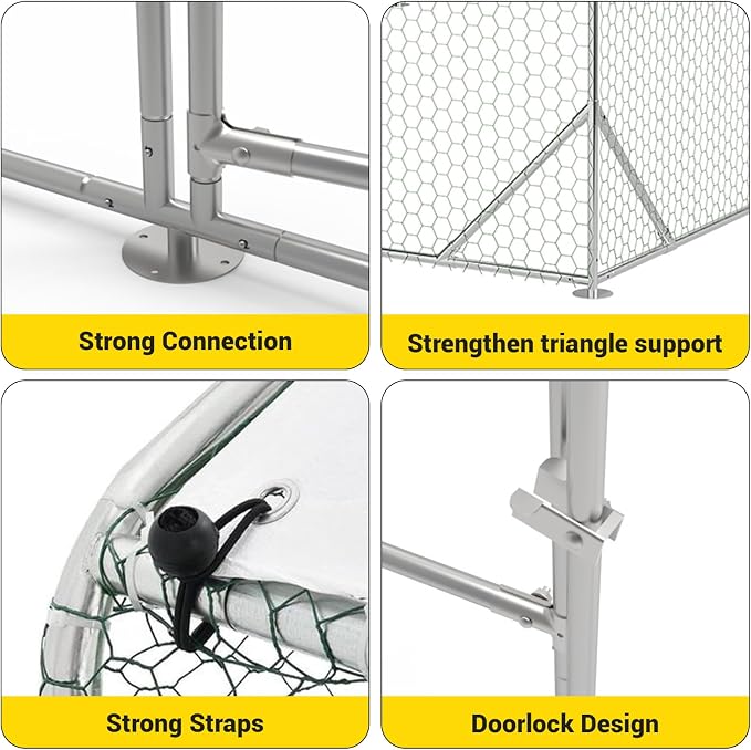 9.8X6.5x6.5FT, Large Walk in Chicken Run Pen Cage, Metal Coop Clearance - Image 4