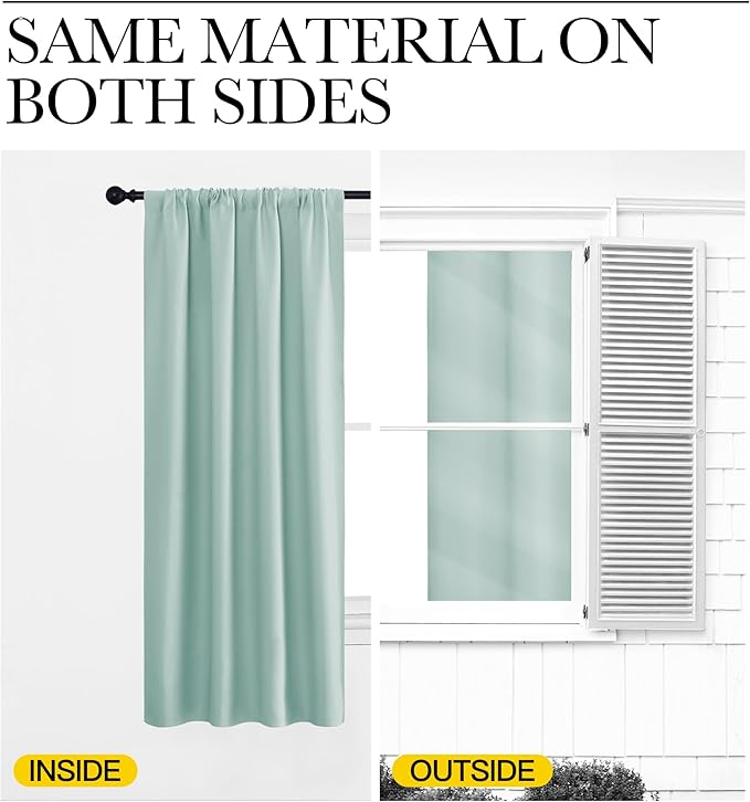 NICETOWN Blackout Curtains for Living Curtains, Aqua Blue, 1 Pair, 34-inch W x 72-inch L, Home Decorations Thermal Insulated Solid Pole Top Blackout Drapes for Living Room