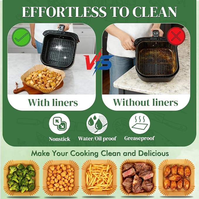 BYKITCHEN 300PCS Small Perforated Disposable Air Fryer Liners - Image 7