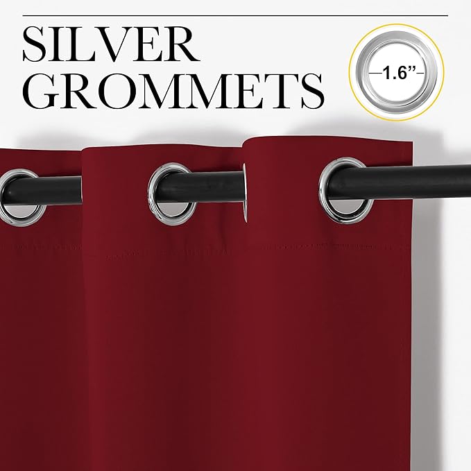NICETOWN Burgundy Red Blackout Curtains 78 inches Length for Bedroom, 2 Panels, 42" Wide, Thermal Insulated Decoration Drapes for Office Window
