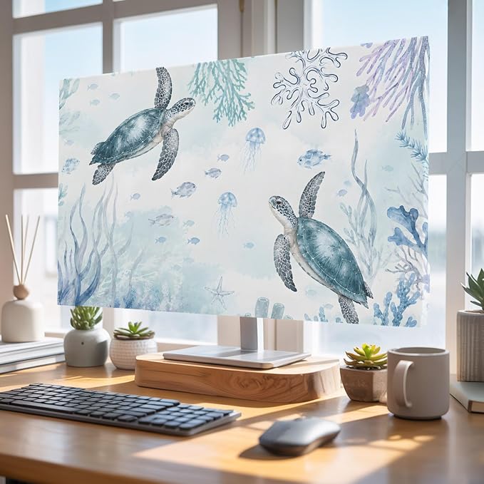 Summer Sea Turtle Fish Coral Indoor TV Cover, Elastic TV Screen Protector - Image 4