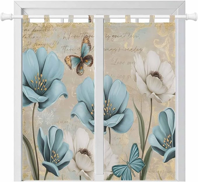Spring Flowers Bedroom Curtains 72 Inch Length, Window Curtains Tab Top by Unknown