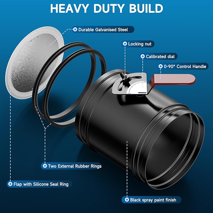 Hon&Guan HVAC Duct Manual Volume Backdraft Damper 4 Inch ，Manual Airflow Control - Image 4