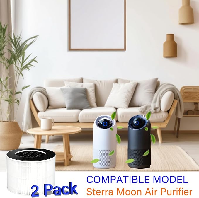 2 Pack Moon Replacement Filter for Sterra Moon Air Purifier, 3 in 1, H13 True - Image 2