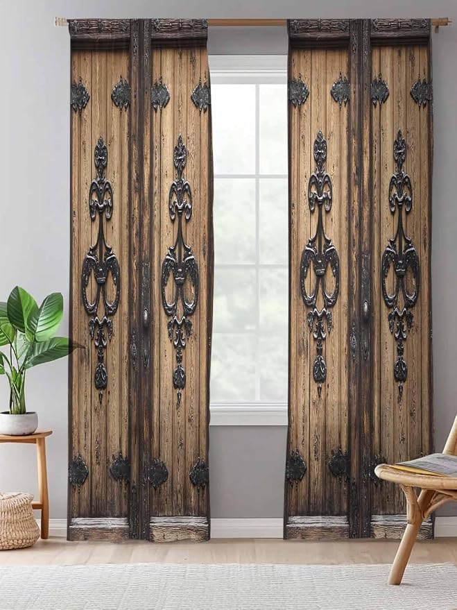 Sheer Curtains 96 Inches Long, Barn Door Semi Sheer Curtains Light Filtering - Image 5