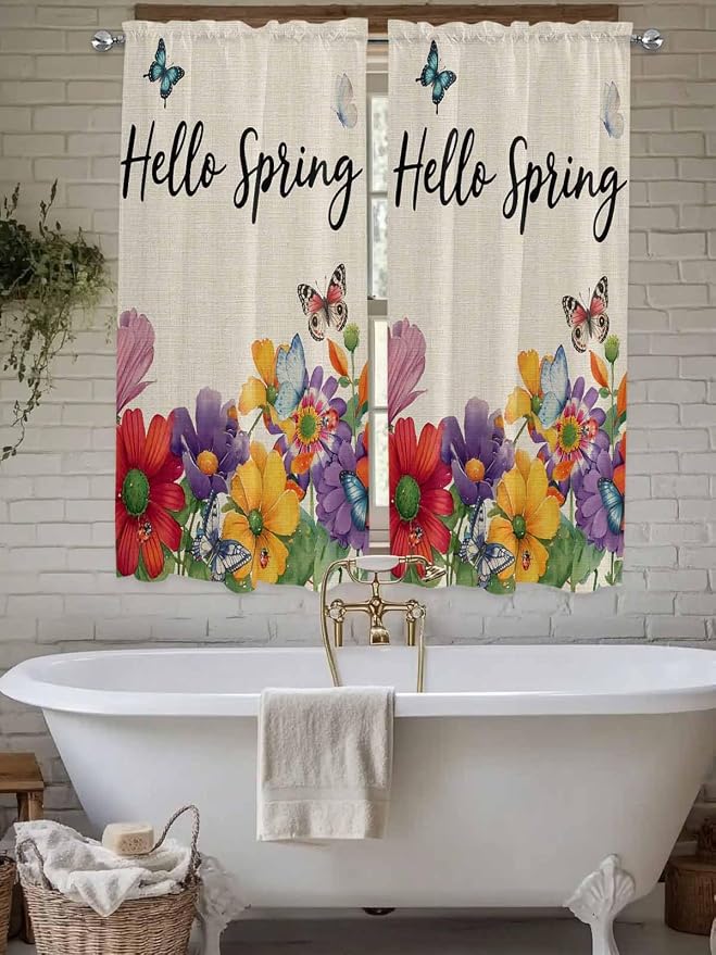 Spring Flowers Living Room Curtains 72 Inches length, Farmhouse Vintage Country - Image 7