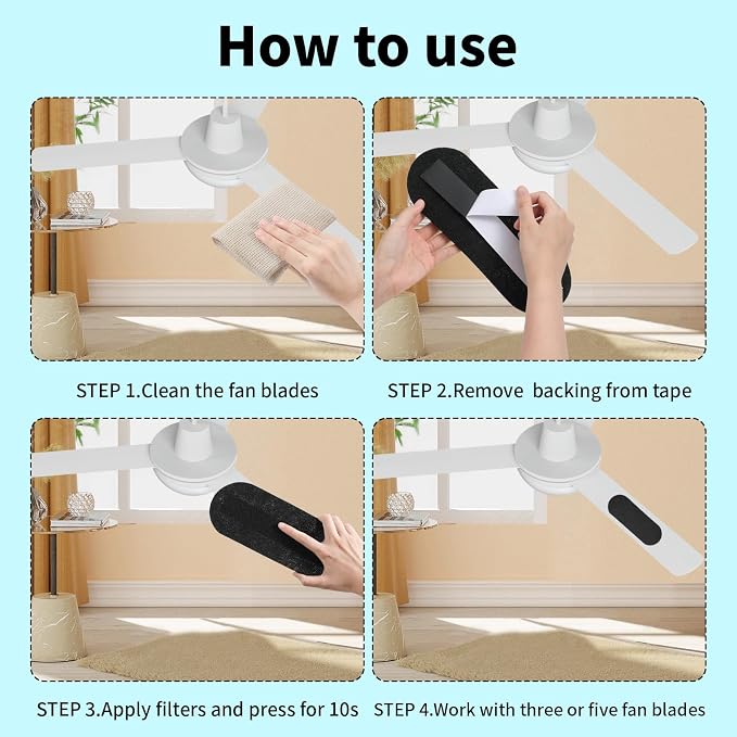 5 Pack Ceiling Fan Filters for Blades, Air Fan Filters for Ceiling Fan Blades - Image 3