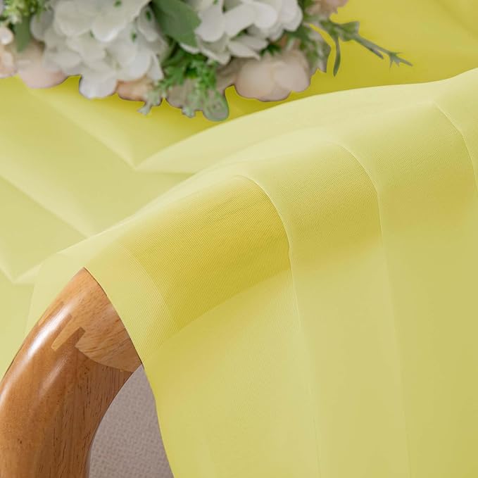 OWENIE Sheer Lemon Curtains for Bedroom Living Room 78 Inches Long 2 Panels Set, Soft Solid Light Filtering Sheer Curtain Rod Pocket Clear Drapes for Window Sliding Door, Lemon, Each 42 x 78 Inch