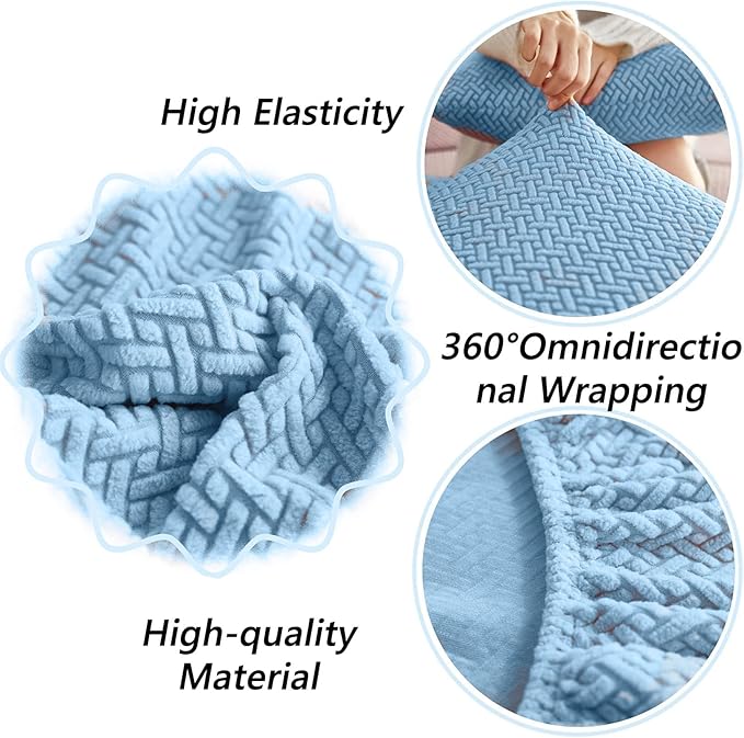 Soothing Home Sofa Covers, Sofa Hero Covers, Wear-Resistant Universal Couch Covers Washable Stretch Sectional Couch Cushion Covers (Light Blue,Large Double Seat Cover)