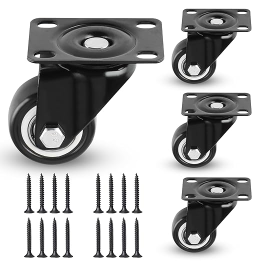 Alise Caster Wheels, 1.5" Swivel Caster Set of 4 Steel Core Rubber Heavy Duty by Alise