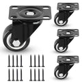 Alise Caster Wheels, 1.5" Swivel Caster Set of 4 Steel Core Rubber Heavy Duty by Alise