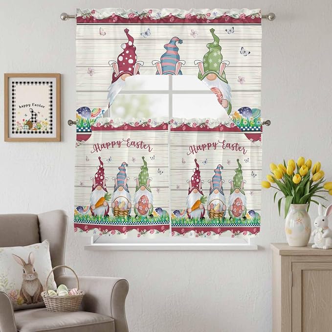 Swag Valance Curtains, Happy Easter Gnomes - Image 3