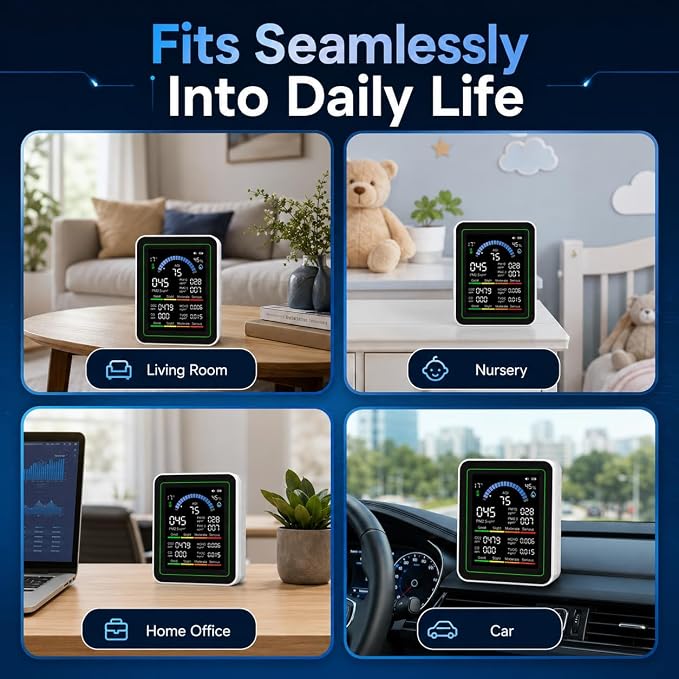 10-in-1 Air Quality Monitor, CO2 Monitor & Air Quality Test Kit - Image 3
