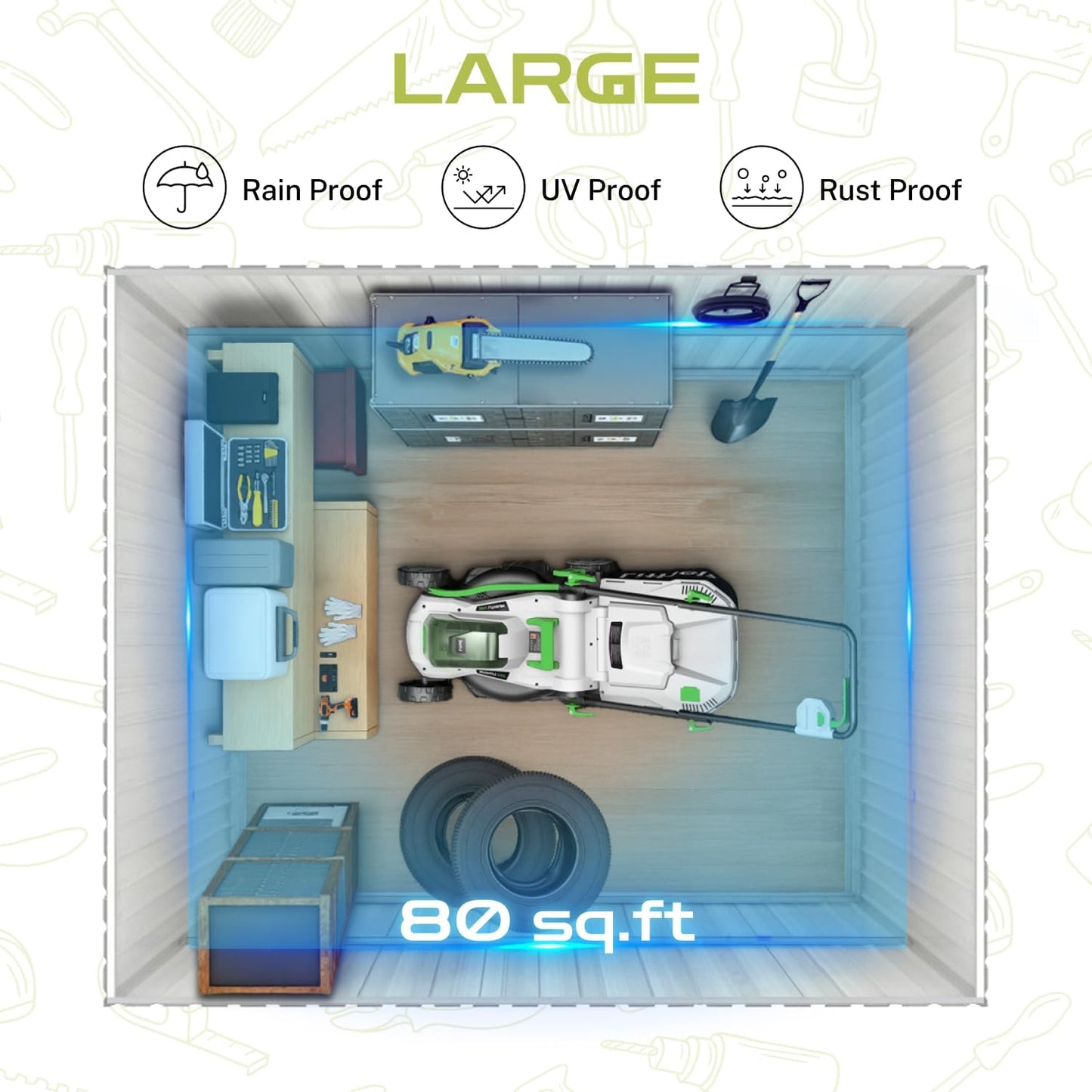 10' x 8' XL Outdoor Storage Shed, Sturdy Metal Building w/Lockable Doors for Garden, Backyard, Poolside and Lawn, Green