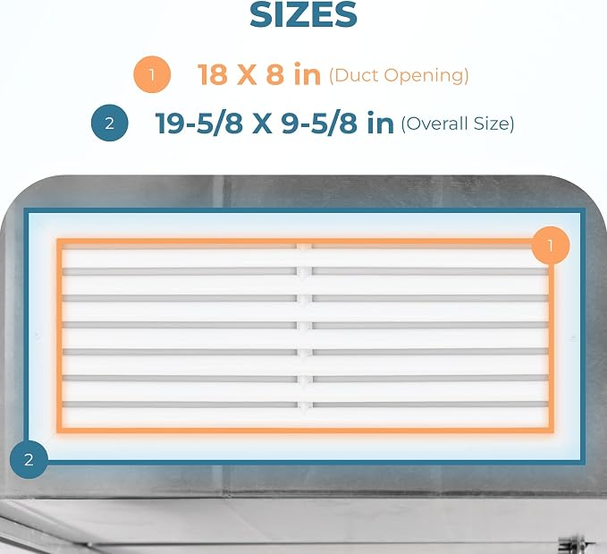 Rustproof 18 x 8 Inch Aluminum Vent Cover – Quiet Return Air Grille - Image 3