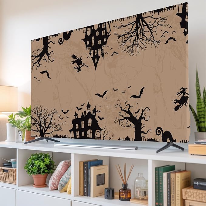 Halloween Flying Witch Indoor TV Cover, Elastic TV Screen Protector Vintage by Unknown