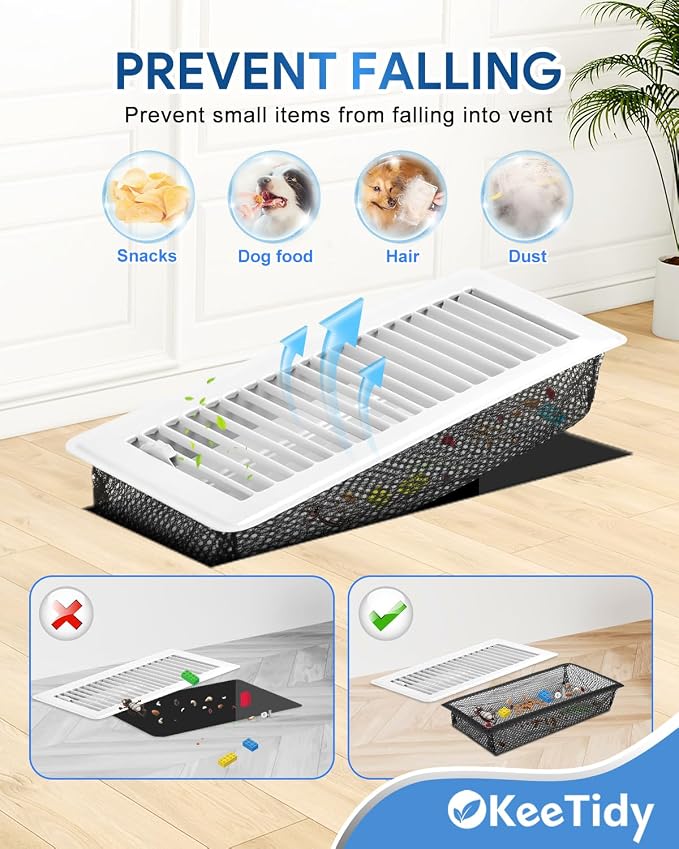 4" x 10" Floor Vent Screen Net, Air Vent Screen Filter Mesh Catches Toys Snacks - Image 4