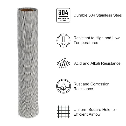 PATIKIL 40" L x 10" W Woven Wire Mesh, 30 Mesh 304 Stainless Steel Air Vent - Image 3