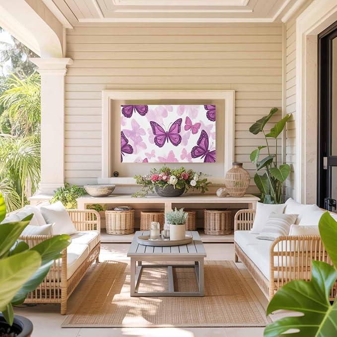Summer Purple Butterflies Indoor TV Cover, Elastic TV Screen Protector Country - Image 8