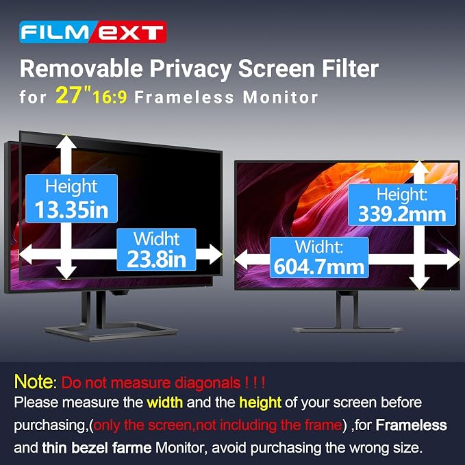 FILMEXT [2023 Upgrade 27 Inch Removable Privacy Screen Filter - Image 6