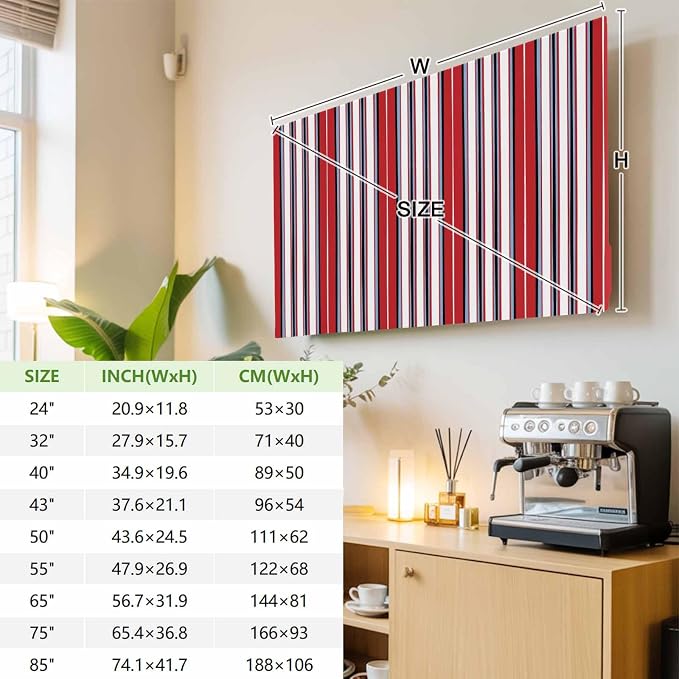 Modern Minimalist Stripe Line on White Indoor TV Cover, Elastic TV Screen - Image 3