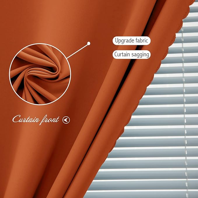 Self Adhesive Curtains Portable Blackout Curtain Simple and Easy to Install Bedroom Window Thermal Lnsulated Kitchen Room Darkening Black Small Drapes, 59" W X 84" L, Orange, 1 Panel