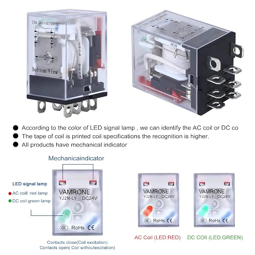 2PCS Electromagnetic Power Relay, 8-Pin 10A 24 DC Relay Coil - Image 6