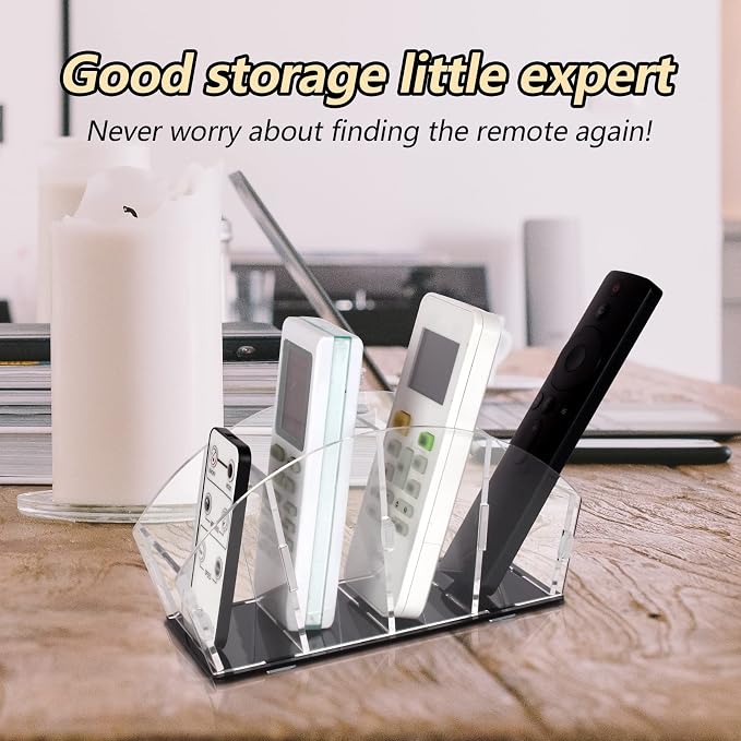 TV Remote Control Holder Organizer Acrylic 4 Compartments, Assembly Makeup - Image 2