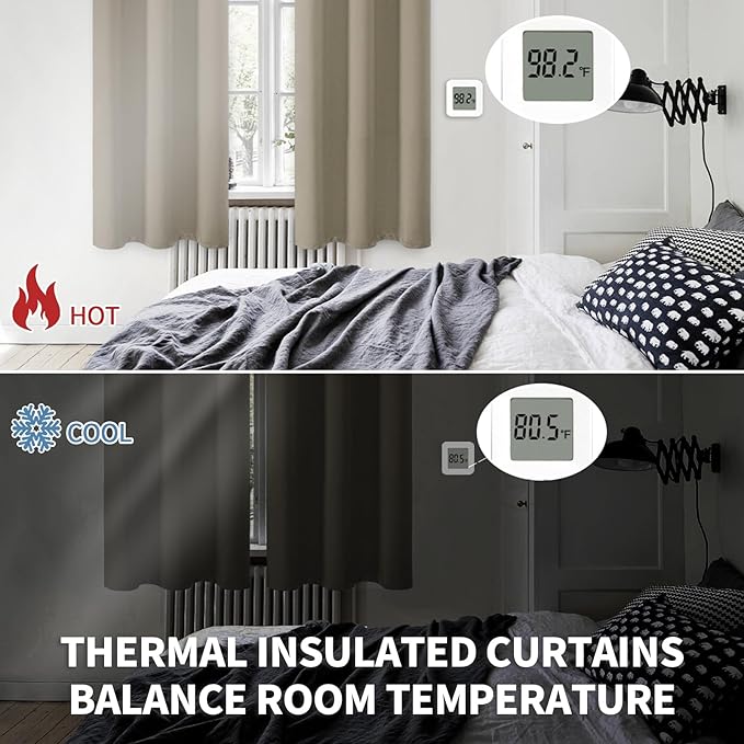 BGment Room Darkening Curtains 63 Inches Long - Grommet Thermal Insulated Drapes Window Treatment Curtains for Bedroom, 2 Panels, 38 x 63 Inch, Cocoa