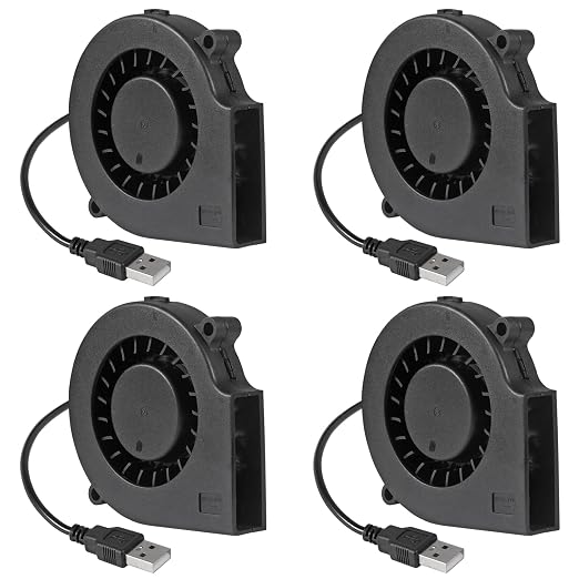4Pcs 75mm USB Fan 75mm x 15mm Cooling Turbo Blower Fan 5V 7515 USB DC Brushless by Unknown