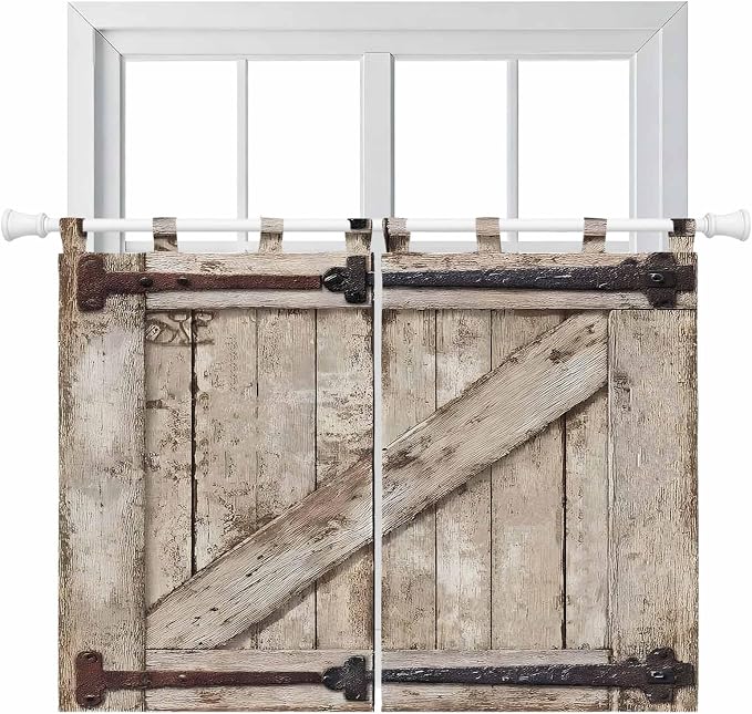 Farmhouse Wood Grain Bedroom Curtains 63 Inch Length, Window Curtains Tab Top by Unknown