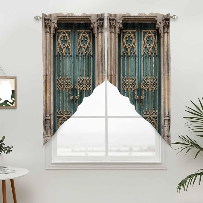 Turquoise Vintage Door Swag Valances - Image 3