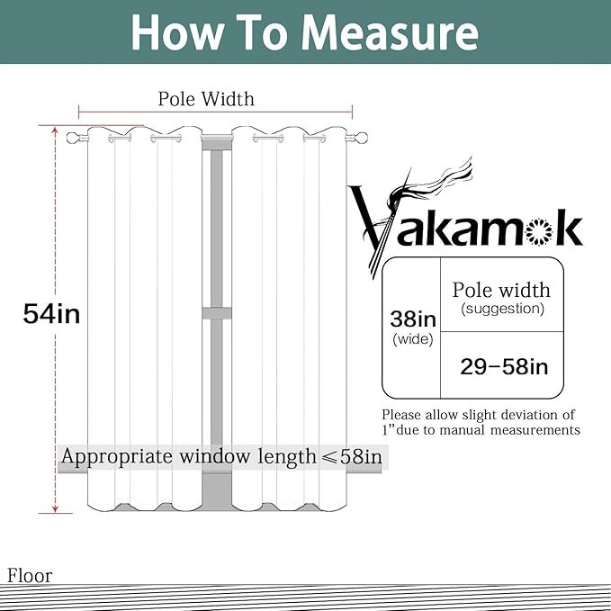 Yakamok Blackout Curtains Room Darkening Thermal Insulated Grommet top Window Curtains for Living Room, 38 x 54 inch, Grey, 2 Panels