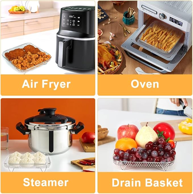 BYKITCHEN 8 inch Square Air Fryer Rack, Square Air Fryer Accessories - Image 8