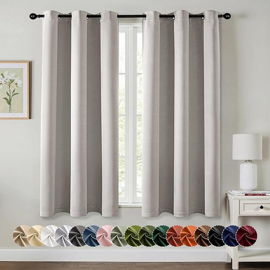 MIULEE Cobblestone Blackout Curtains - Bedroom Window Treatment Curtains Thermal Insulated Room Darkening Drapes for Living Room Kitchen Grommet Light Blocking Drapery, 40 x 45 Inches Long, 2 Panels