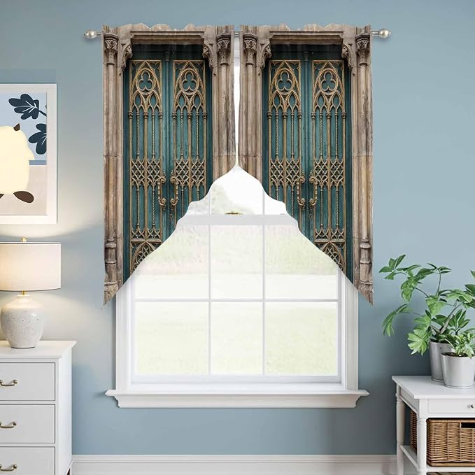 Turquoise Vintage Door Swag Valances - Image 6