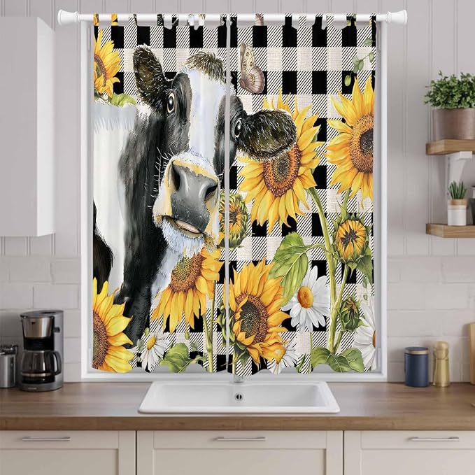 Retro Sunflowers Living Room Curtains 84 Inch Length, Window Curtains Tab Top - Image 9