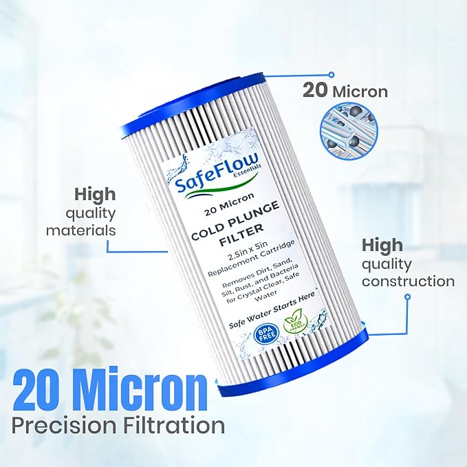 5" x 2.5" Cold Plunge Filter 20 Micron – Fits The Pod Ice Cold Plunge Water - Image 3