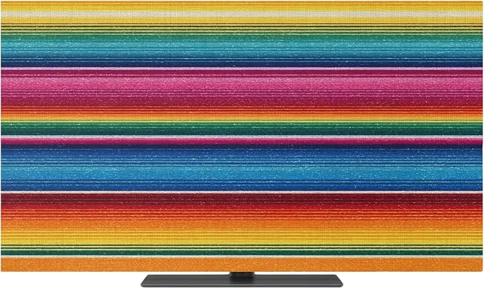 Colorful Mexican Stripe Indoor TV Cover, Elastic TV Screen Protector Rainbow by Unknown