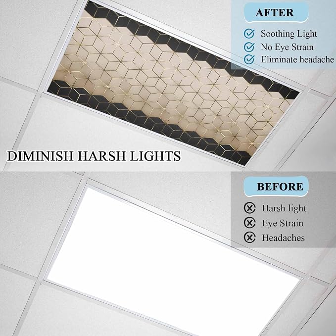 2x4 ft Fluorescent Light Cover for Ceiling Modern Brown Black Geometric Texture - Image 4