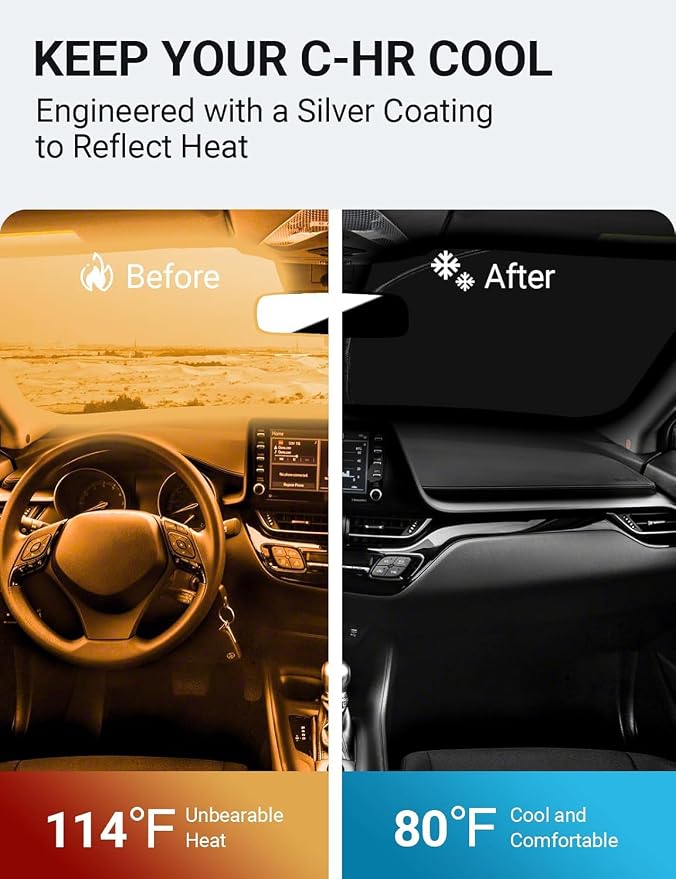Proadsy 2026 Upgrade Front Windshield Sun Shade Foldable Sunshade Protector - Image 3