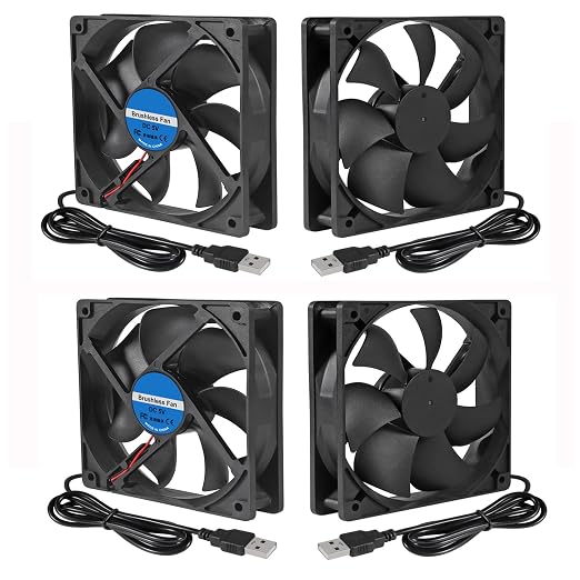 4Pcs DC 5V 12025 Cooling Fan Ball Bearings Brushless 120x120x25mm USB Computer by Unknown