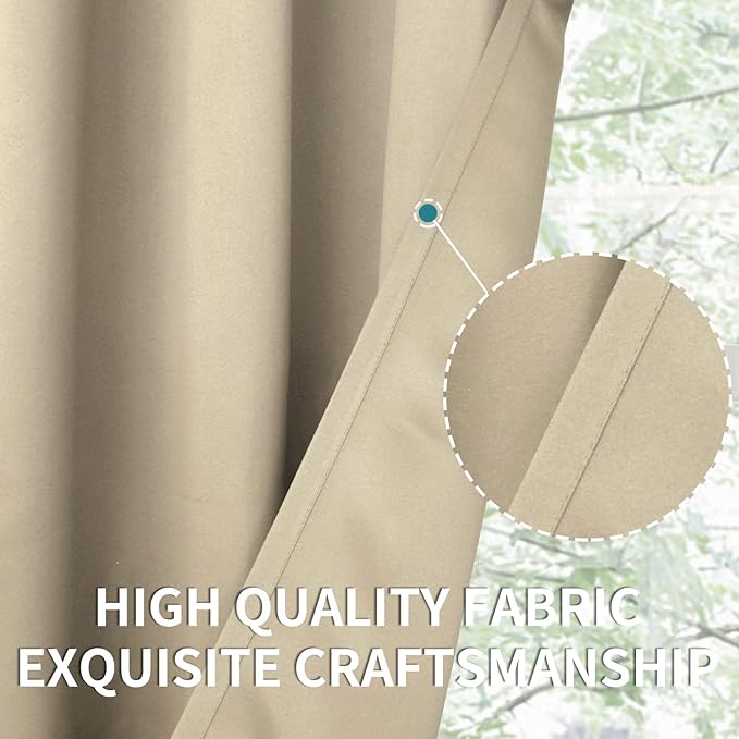 BGment Room Darkening Curtains 84 Inches Long - Grommet Thermal Insulated Drapes Window Treatment Curtains for Bedroom, 2 Panels, 70 x 84 Inch, Beige