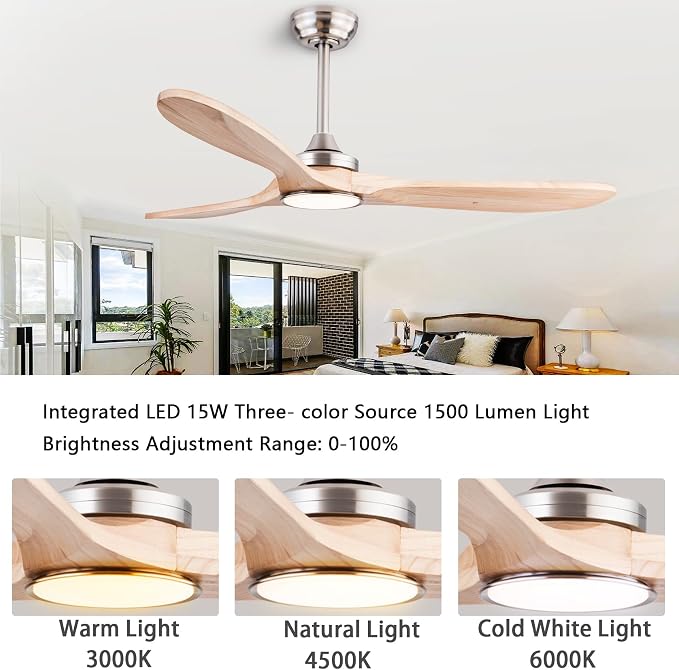 QUTWOB 52" Wood Ceiling Fans - Image 5