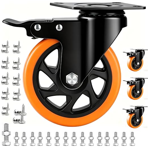 5 inch Casters Load 3000lbs -Includes 2 Sets of Adaptive Screws -Lockable by ABSLIMUS