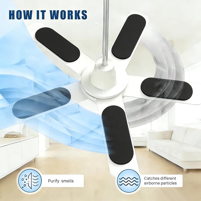 5 Pack Ceiling Fan Air Purifier Pads, Barnacle Activated Carbon Fan Filters - Image 4