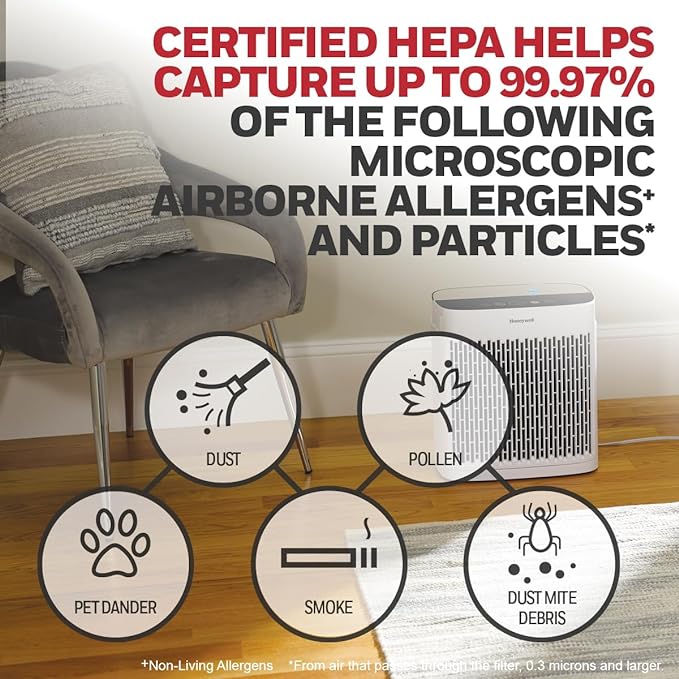 Honeywell HEPA Air Purifier for Home, 938 Ft² Rooms in 1 hour, Turbo Clean - Image 4